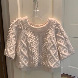Co cropped knit sweater with pearl embroidery